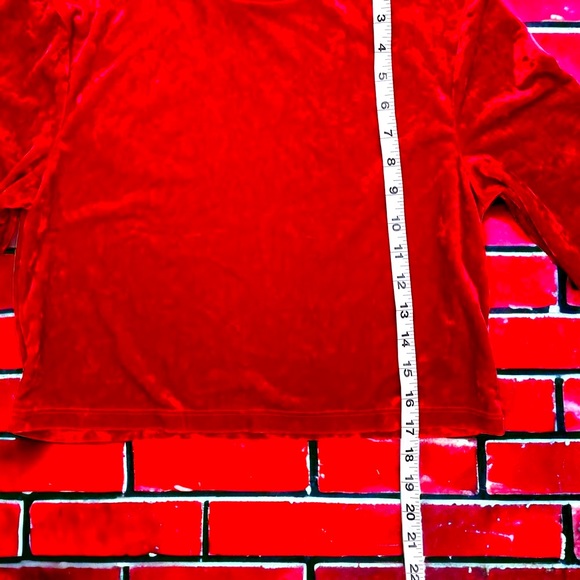 H & M Divided Cropped Crushed Red Velvet Long Sleeve Mock Neck Shirt | Size Lg - Picture 3 of 7